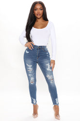 No Gap High Rise Distressed Skinny Jeans - Medium Wash Ins Street